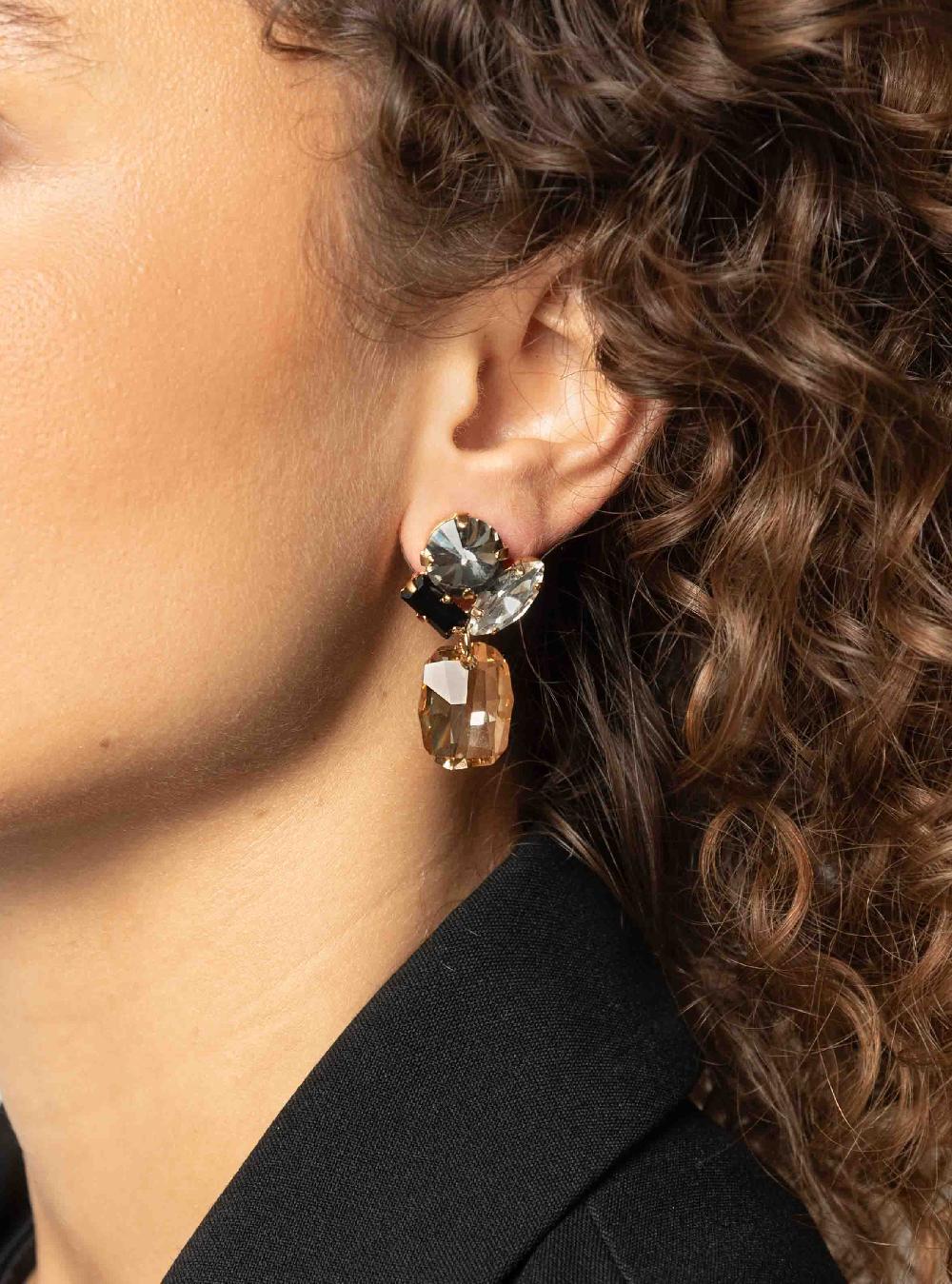 Lott. Gioielli Zwarte Strass Oorbellen Elle