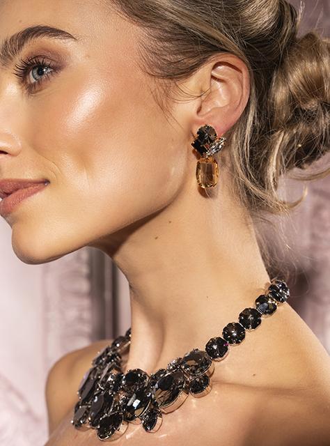 Lott. Gioielli Zwarte Strass Oorbellen Elle