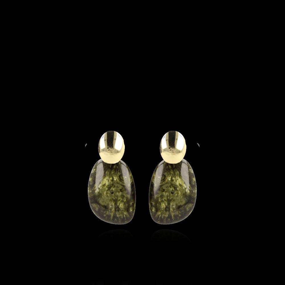 lott. gioielli Marble Donker Groene Oorbellen Little Sara Oval S