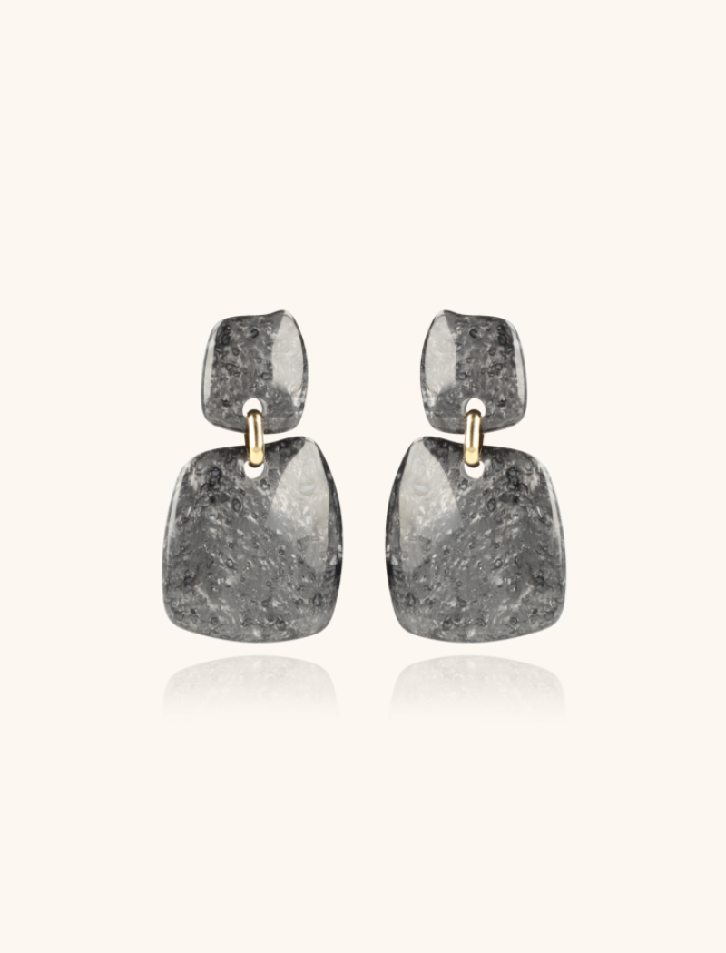 lott. gioielli Marble Zwarte Oorbellen Simone Square Rock