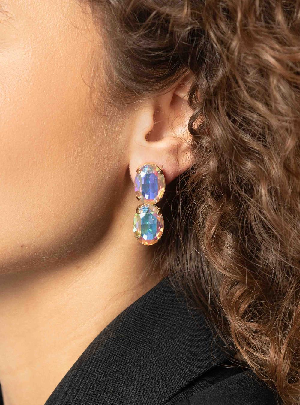 Lott. Gioielli Maudi Oorbellen Ovaal Waterval Twee Stenen M Holo