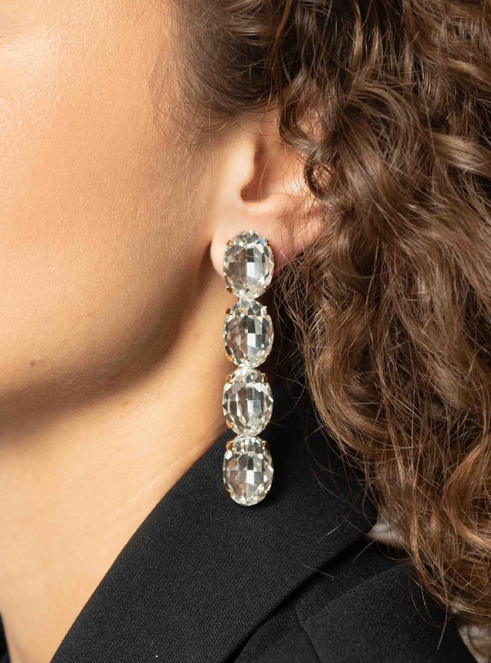 Lott. Gioielli Maudi Oorbellen Ovaal Waterval Vier Stenen M Crystal