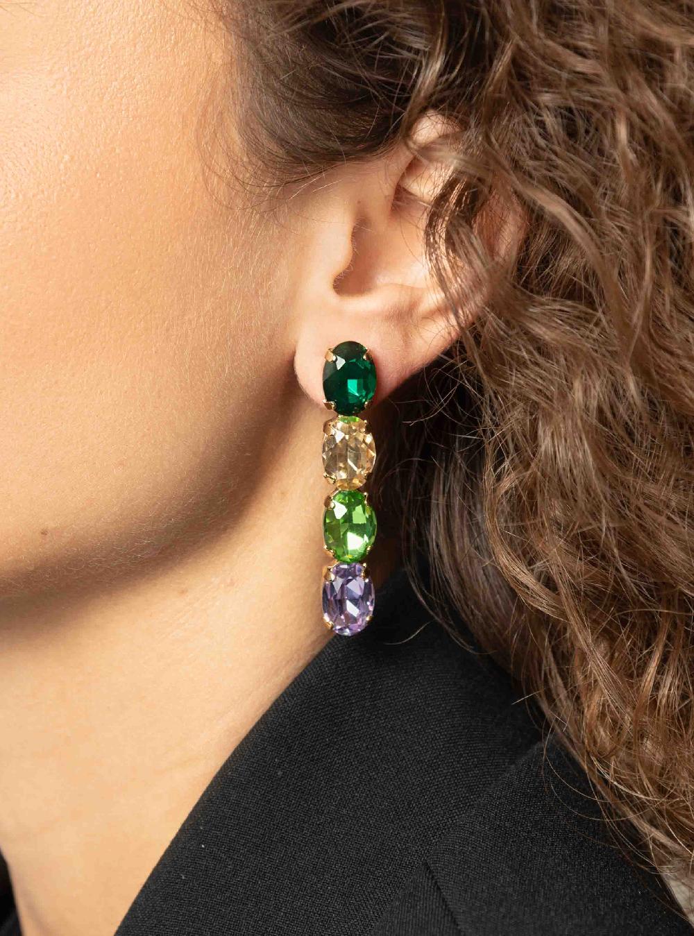 Lott. Gioielli Maudi Oorbellen Ovaal Waterval Vier Stenen S Mix