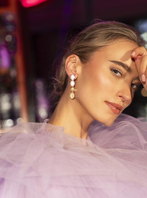 lott. gioielli Maudi Oorbellen Ovaal Waterval Vier Stenen S Powder