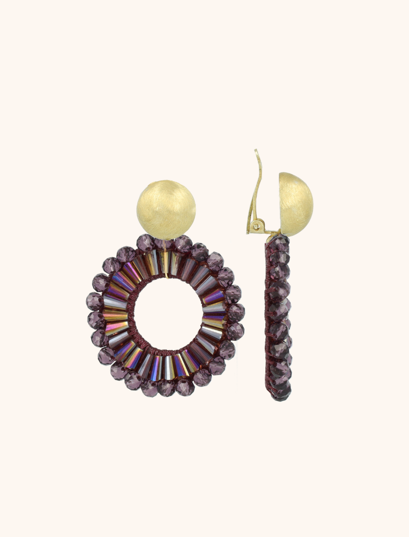 lott. gioielli Metallic Aubergine Oorbellen Ann-Mary Oval Clip