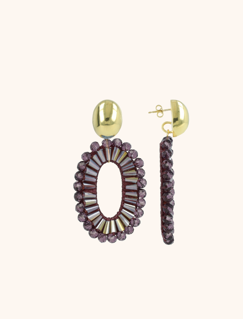 Lott. Gioielli Metallic Aubergine Oorbellen Ann-Mary Oval