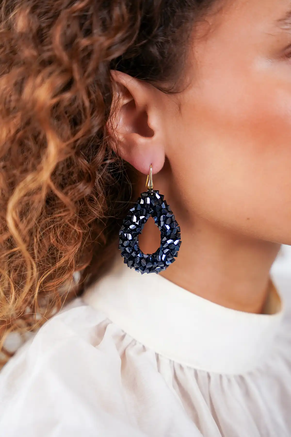 Lott. Gioielli Metallic Blue Oorbellen Marieke Drop L Raw