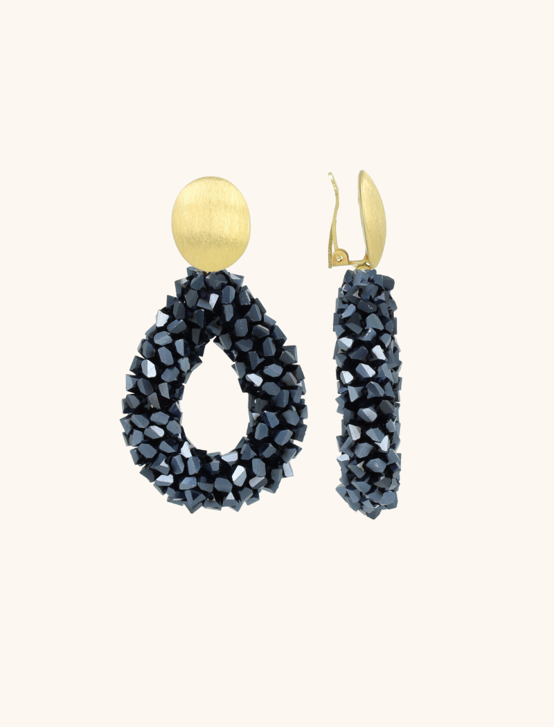 lott. gioielli Metallic Blue Oorbellen Marieke Drop L Raw Clip