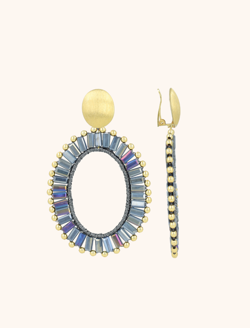 lott. gioielli Metallic Blue Oorbellen Naomi Ovaal L Clip