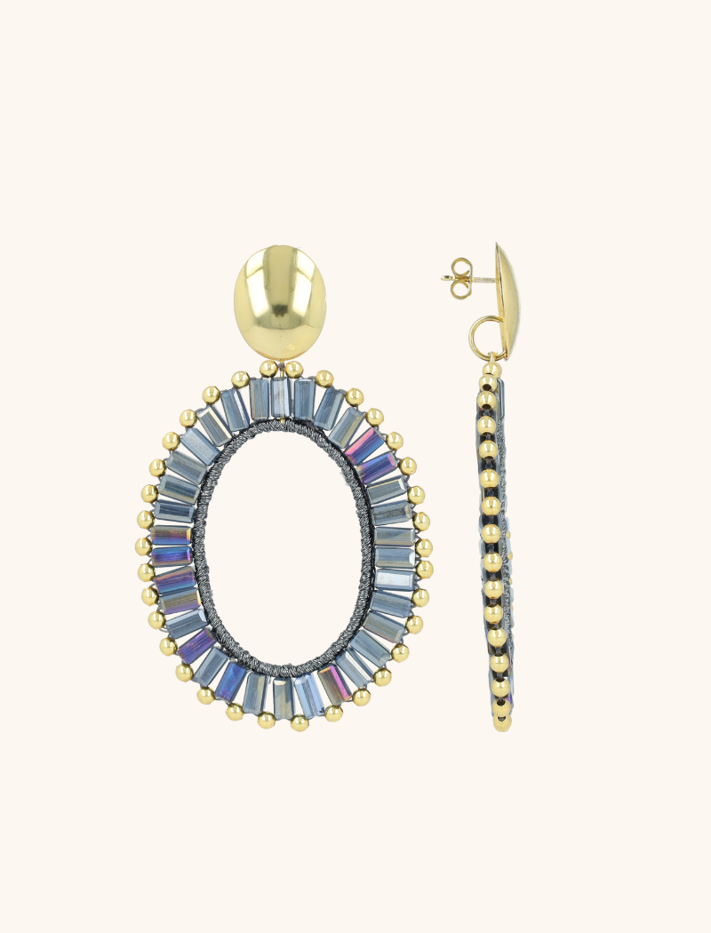 lott. gioielli Metallic Blue Oorbellen Naomi Ovaal L