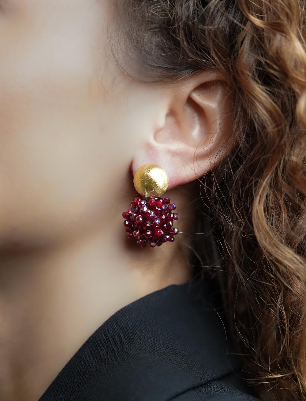 Lott. Gioielli Metallic Bordeaux Mixed Oorbellen Jacky Double Stones Globe S