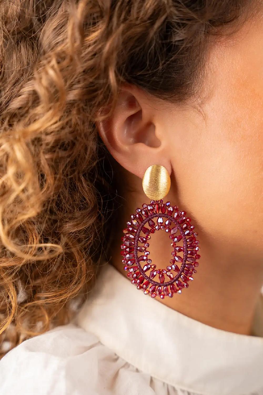 Lott. Gioielli Metallic Bordeaux Oorbellen Noa Ovaal Double S
