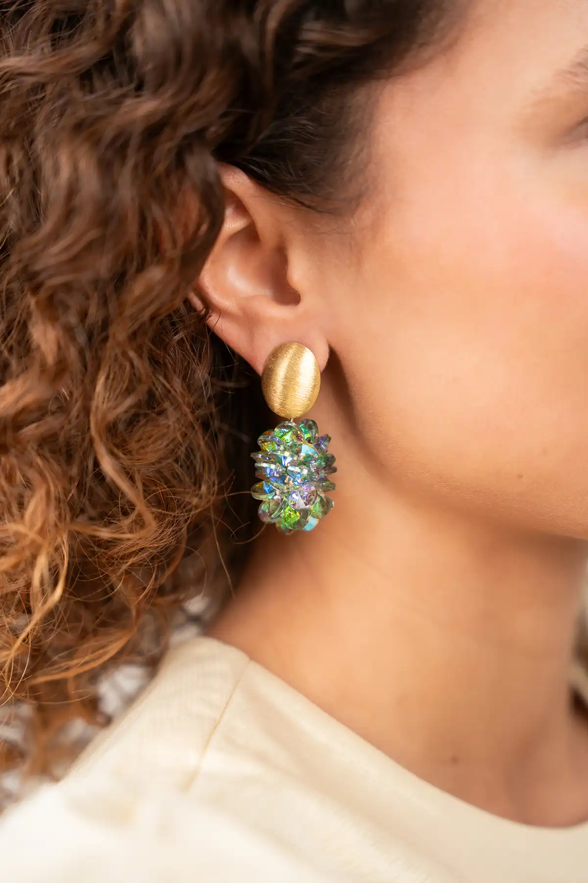 Lott. Gioielli Metallic Green Oorbellen Crystal Grape Sam