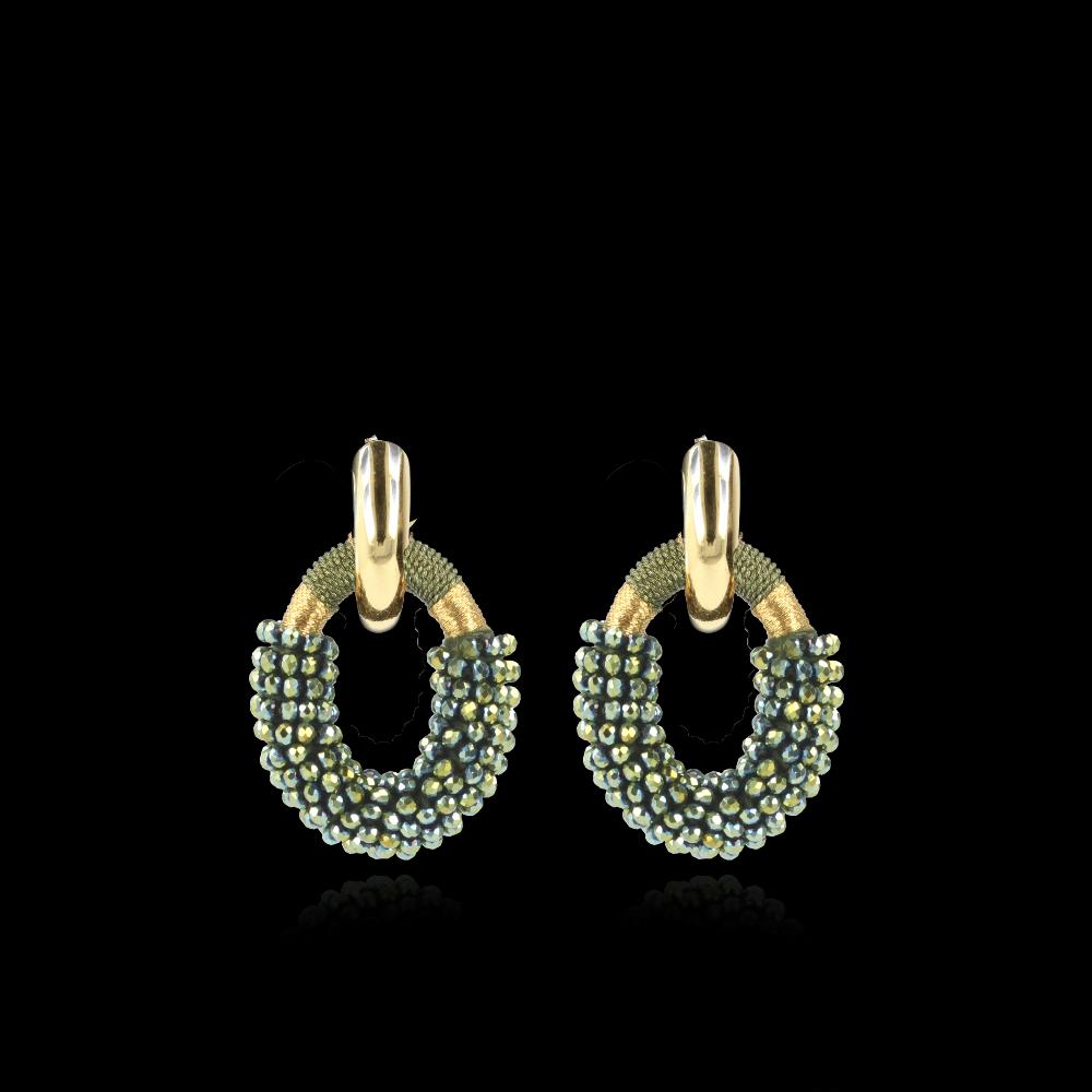 Lott. Gioielli Metallic Groen Oorbellen Combi Oval M