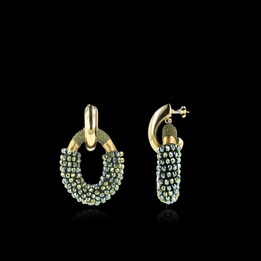 lott. gioielli Metallic Groen Oorbellen Combi Oval M