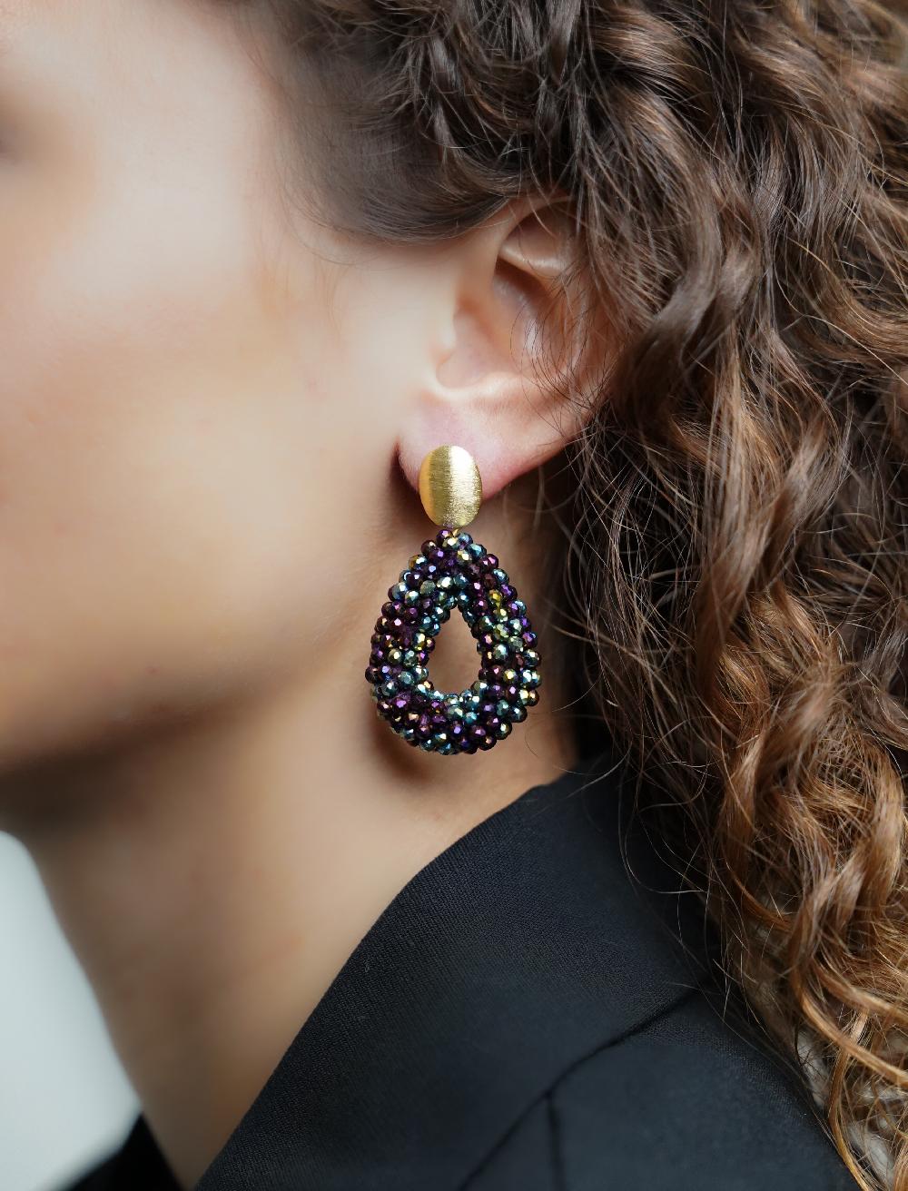 Lott. Gioielli Metallic Groen Paarse Oorbellen Berry Drop S