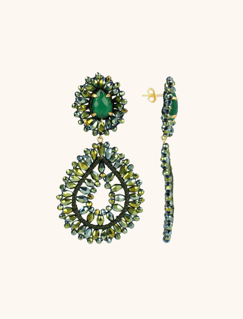 lott. gioielli Metallic Groene Oorbellen Apollo Double Drop