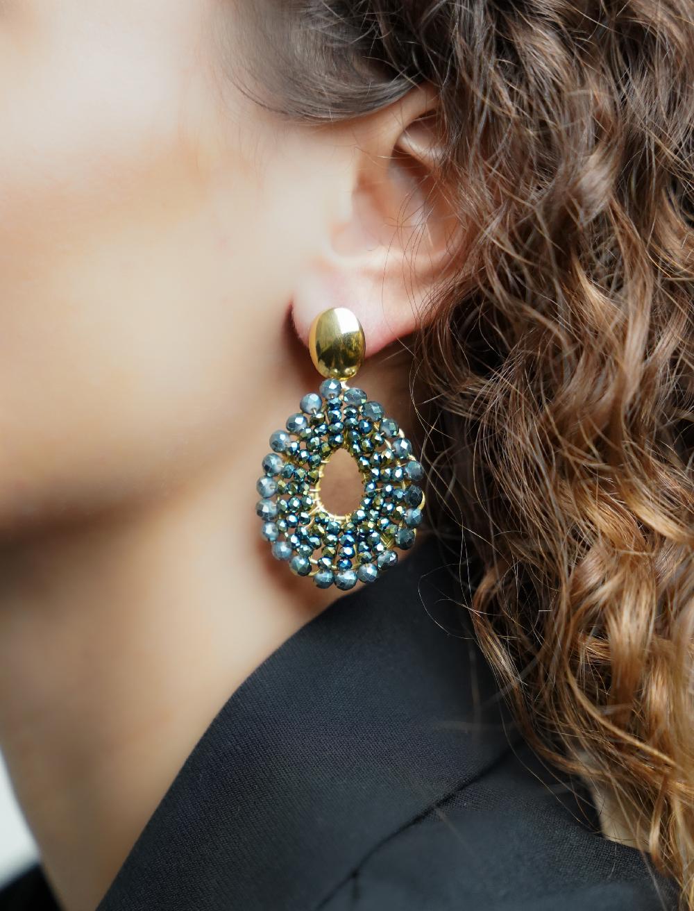 Lott. Gioielli Metallic Groene Oorbellen Babs Open Drop S