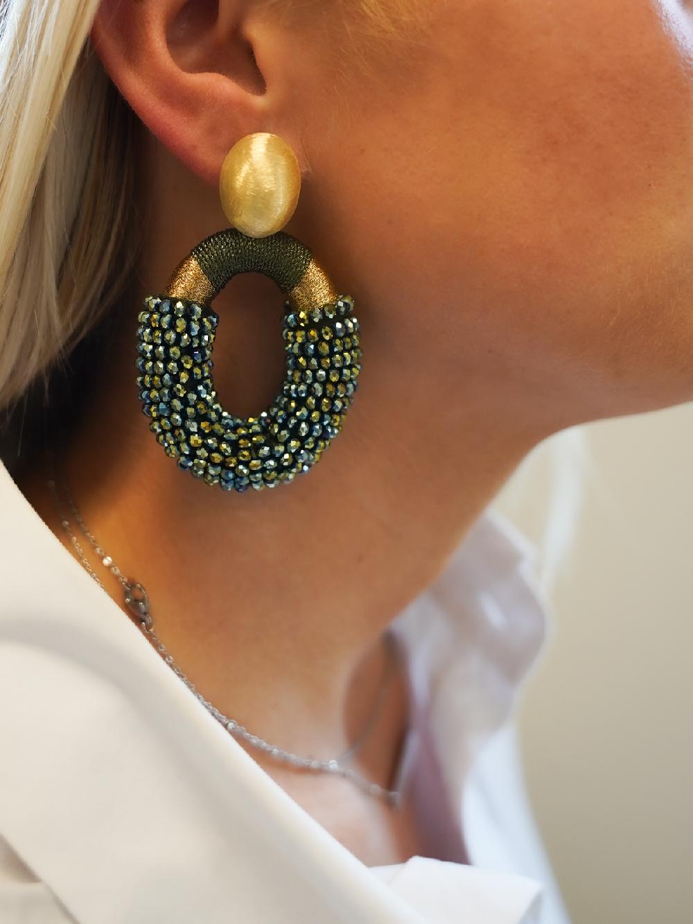 Lott. Gioielli Metallic Groene Oorbellen Combi Ovaal L