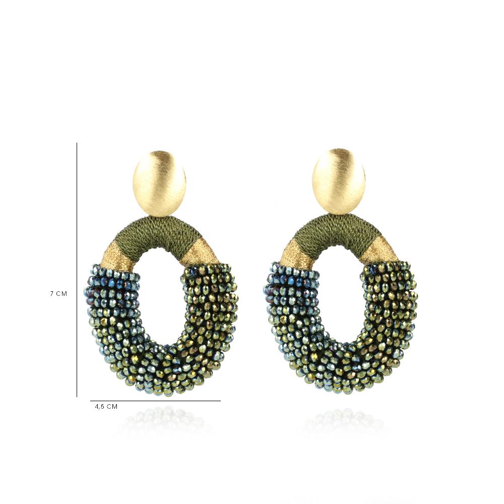 Lott. Gioielli Metallic Groene Oorbellen Combi Ovaal L