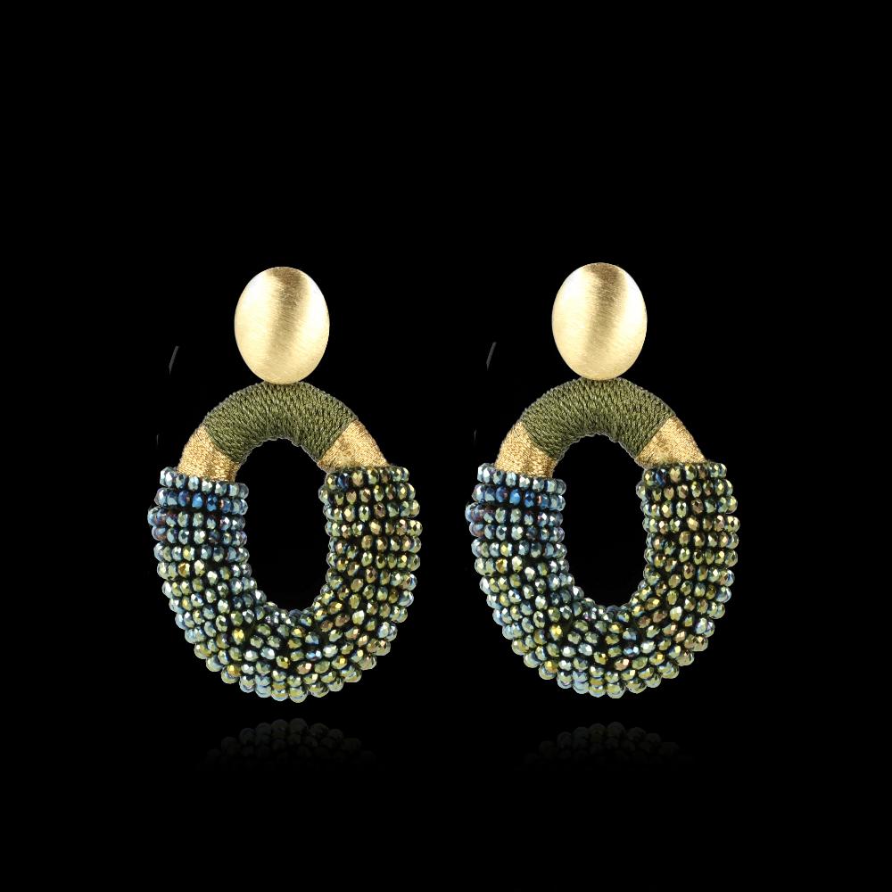 lott. gioielli Metallic Groene Oorbellen Combi Ovaal L