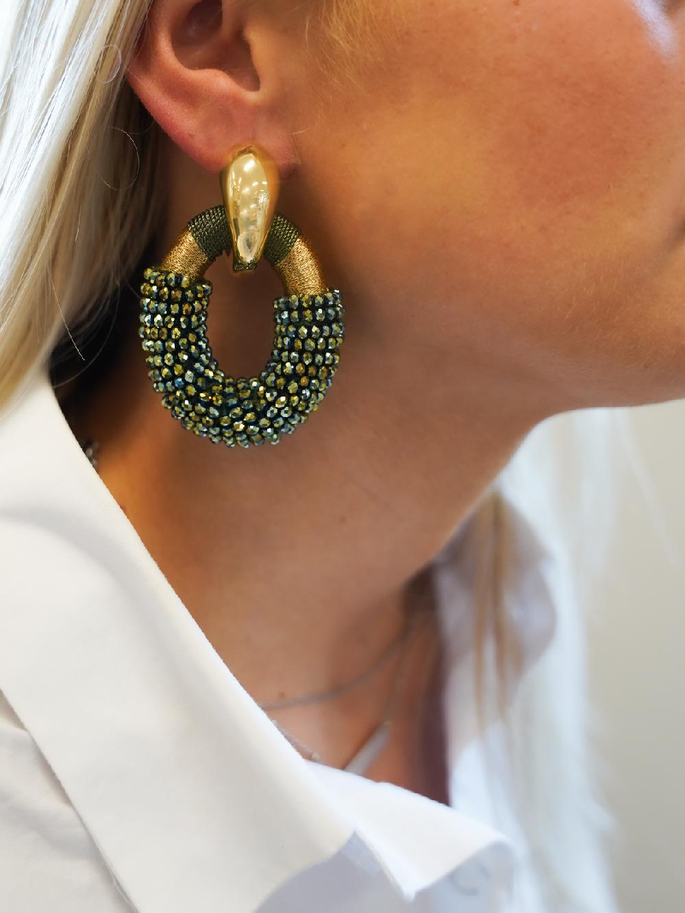 Lott. Gioielli Metallic Groene Oorbellen Combi Oval L