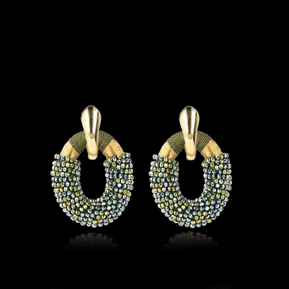 Lott. Gioielli Metallic Groene Oorbellen Combi Oval L
