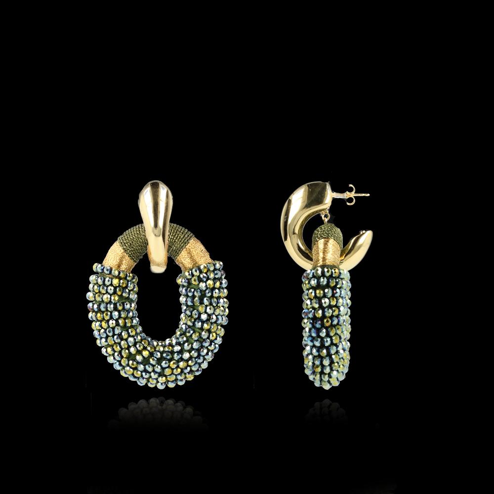 lott. gioielli Metallic Groene Oorbellen Combi Oval L