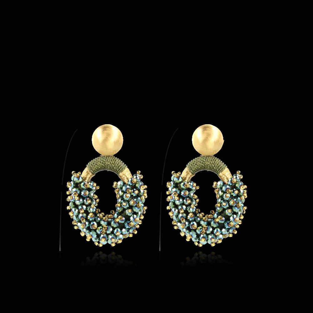 lott. gioielli Metallic Groene Oorbellen Combi Oval M Double Stones