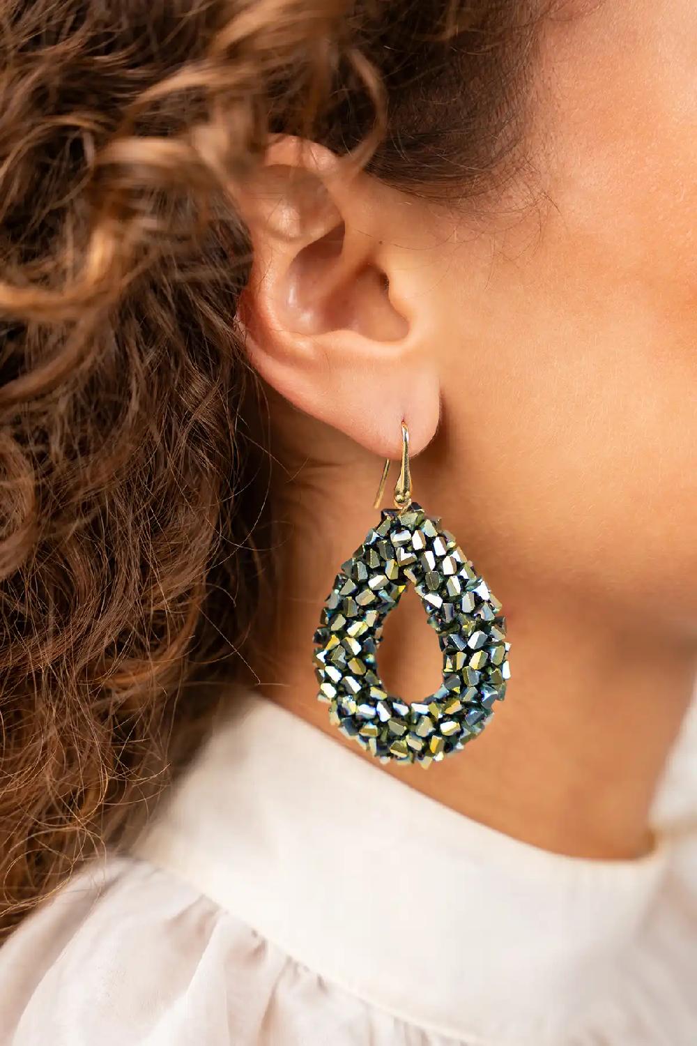 Lott. Gioielli Metallic Groene Oorbellen Marieke Druppel L Raw