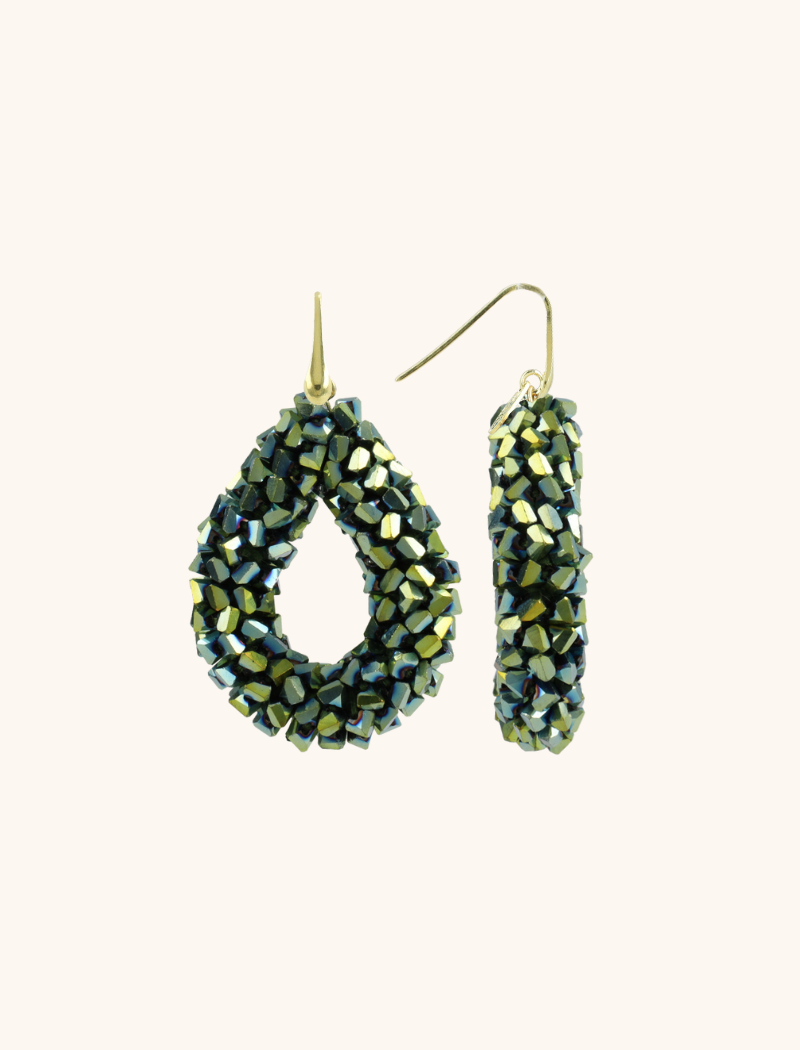 lott. gioielli Metallic Groene Oorbellen Marieke Druppel L Raw