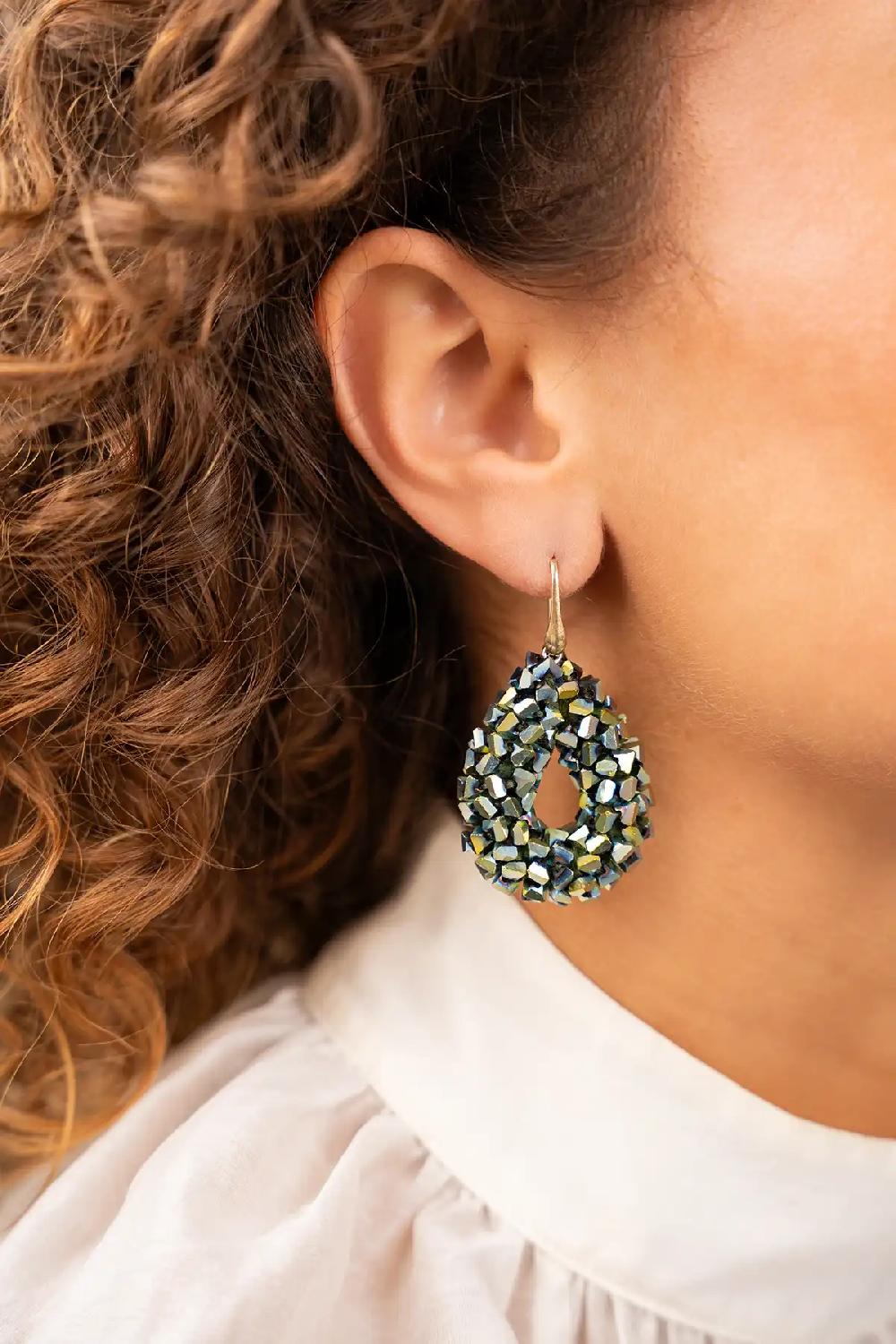 Lott. Gioielli Metallic Groene Oorbellen Marieke Druppel S Raw