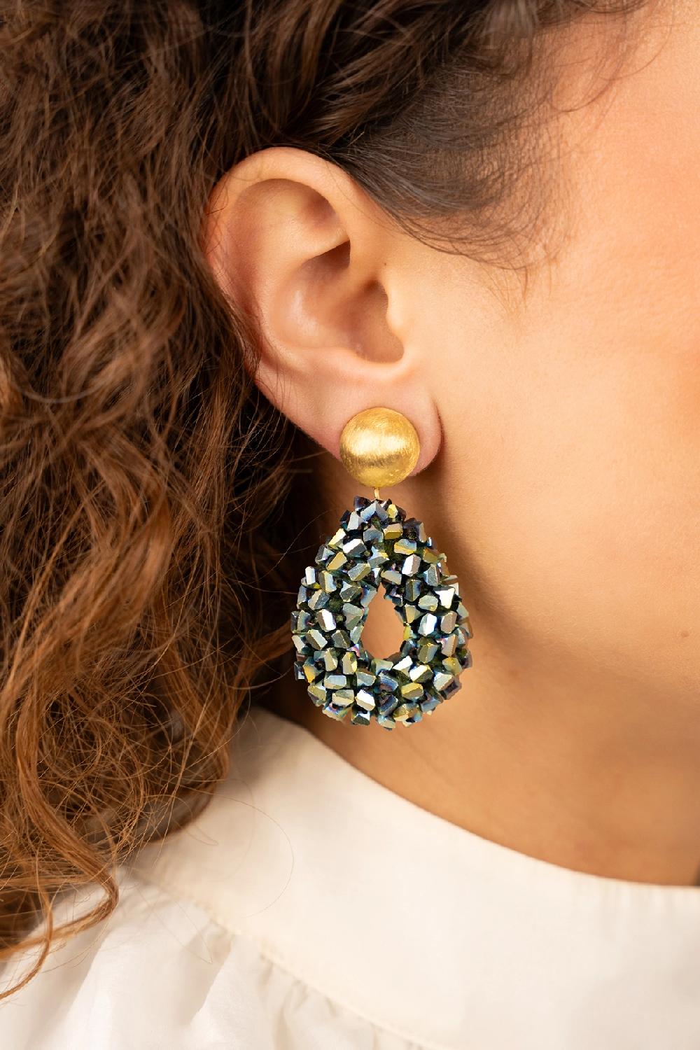 Lott. Gioielli Metallic Groene Oorbellen Marieke Druppel S Raw Clip