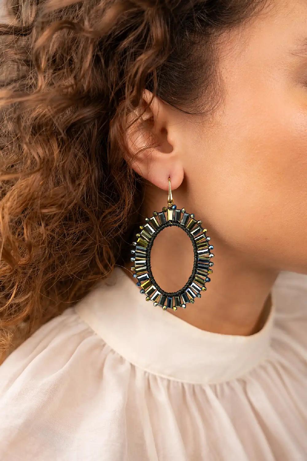 Lott. Gioielli Metallic Groene Oorbellen Naomi Ovaal M