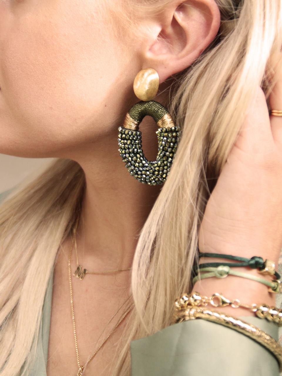 Lott. Gioielli Metallic Groene Oorbellen Yara Oval L