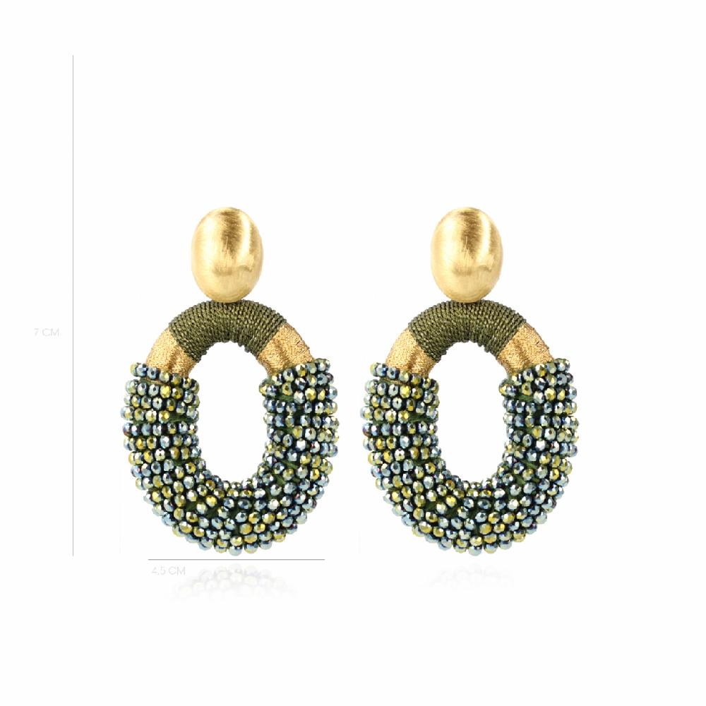 Lott. Gioielli Metallic Groene Oorbellen Yara Oval L