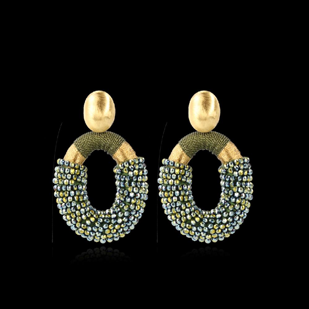 lott. gioielli Metallic Groene Oorbellen Yara Oval L