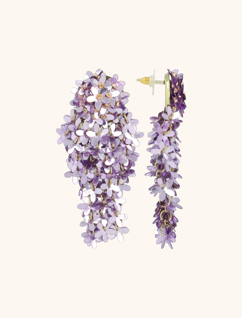 lott. gioielli Metallic Lavender Oorbellen Leila Sequin Bunch of Flowers