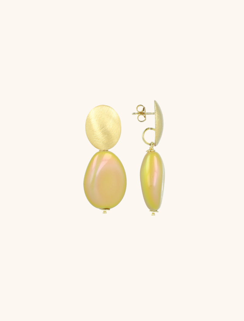 lott. gioielli Metallic Mustard Oorbellen Amber Squeezed Drop