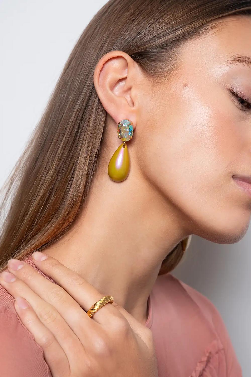 Lott. Gioielli Metallic Mustard Oorbellen Jip Teardrop