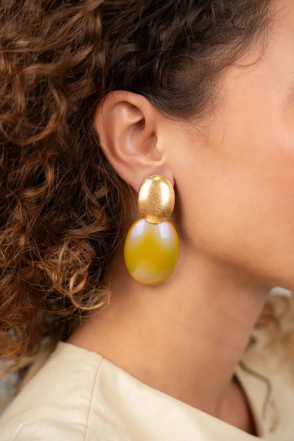 Lott. Gioielli Metallic Mustard Oorbellen Sirius Bugle Oval S