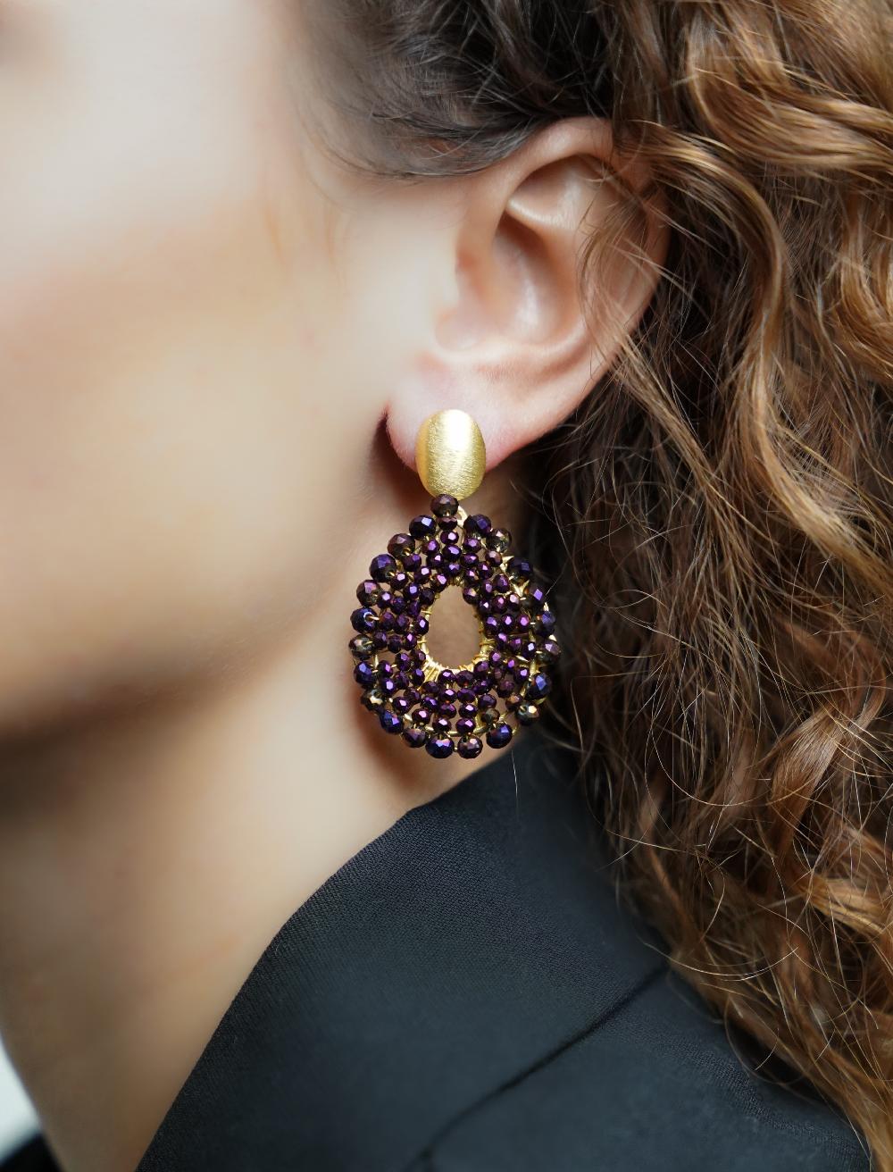 Lott. Gioielli Metallic Paarse Oorbellen Babs Open Drop S