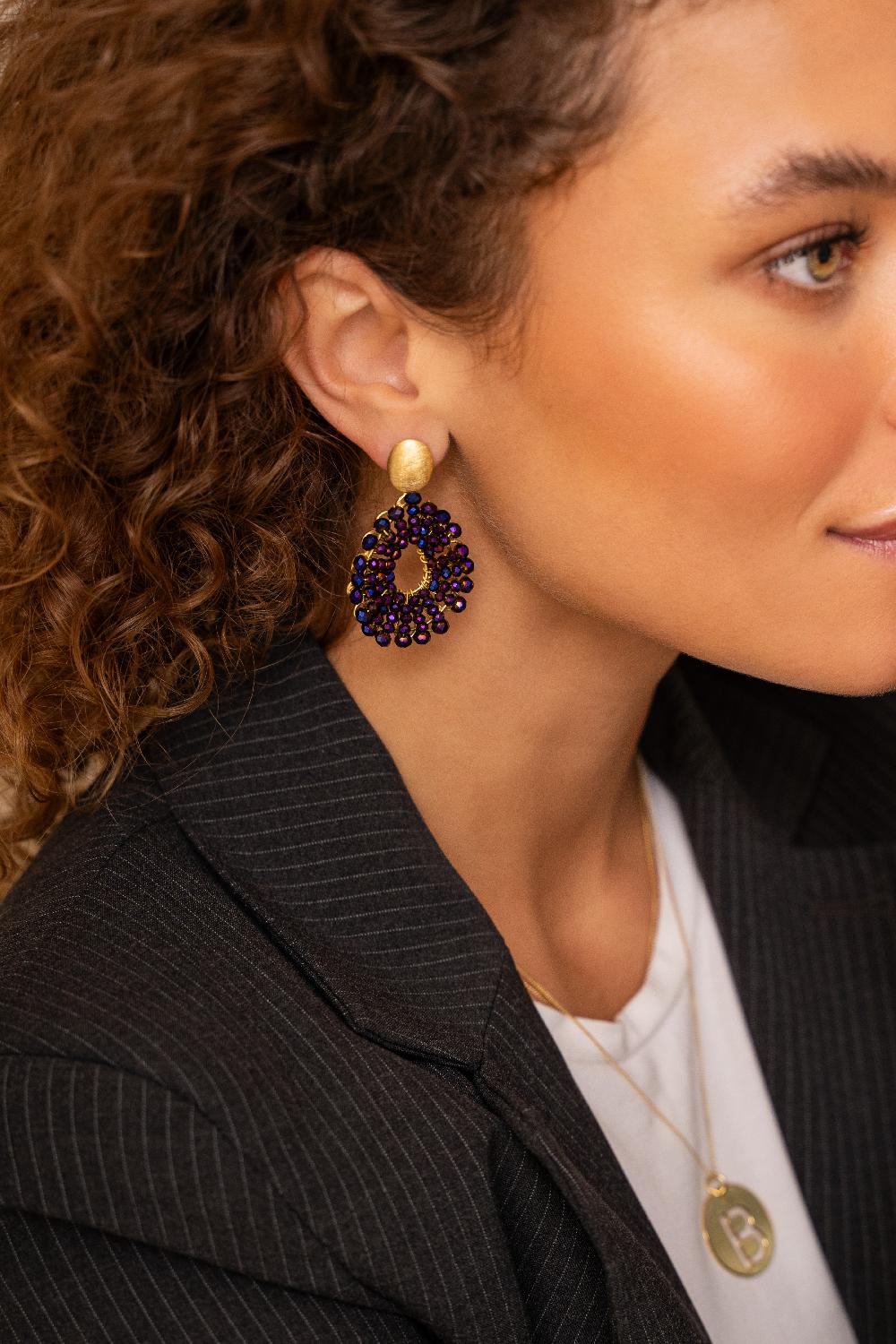 Lott. Gioielli Metallic Paarse Oorbellen Babs Open Drop S