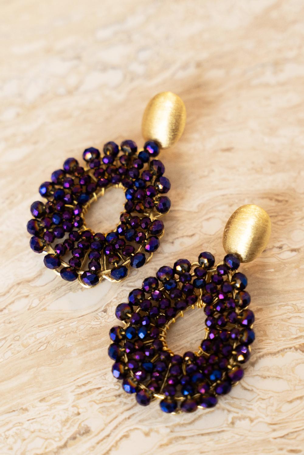 Lott. Gioielli Metallic Paarse Oorbellen Babs Open Drop S