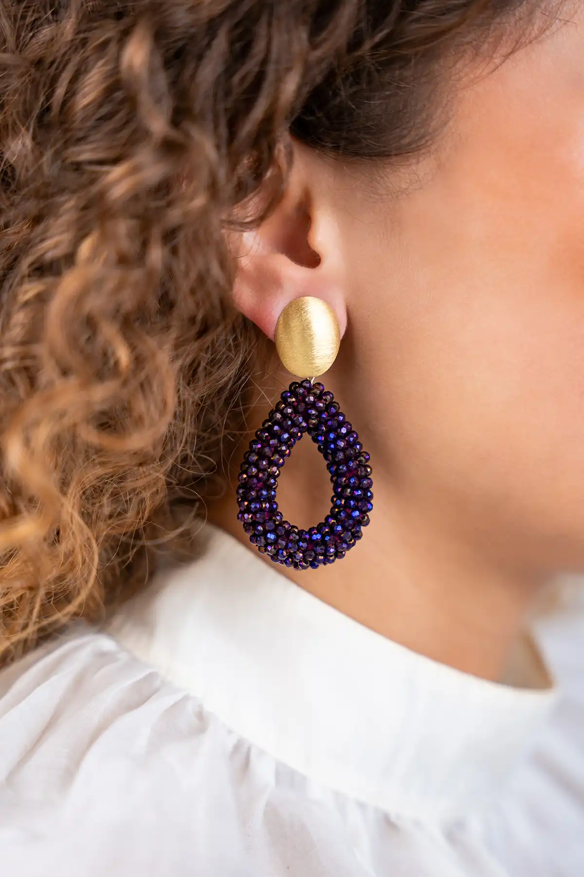 Lott. Gioielli Metallic Paarse Oorbellen Berry Drop L