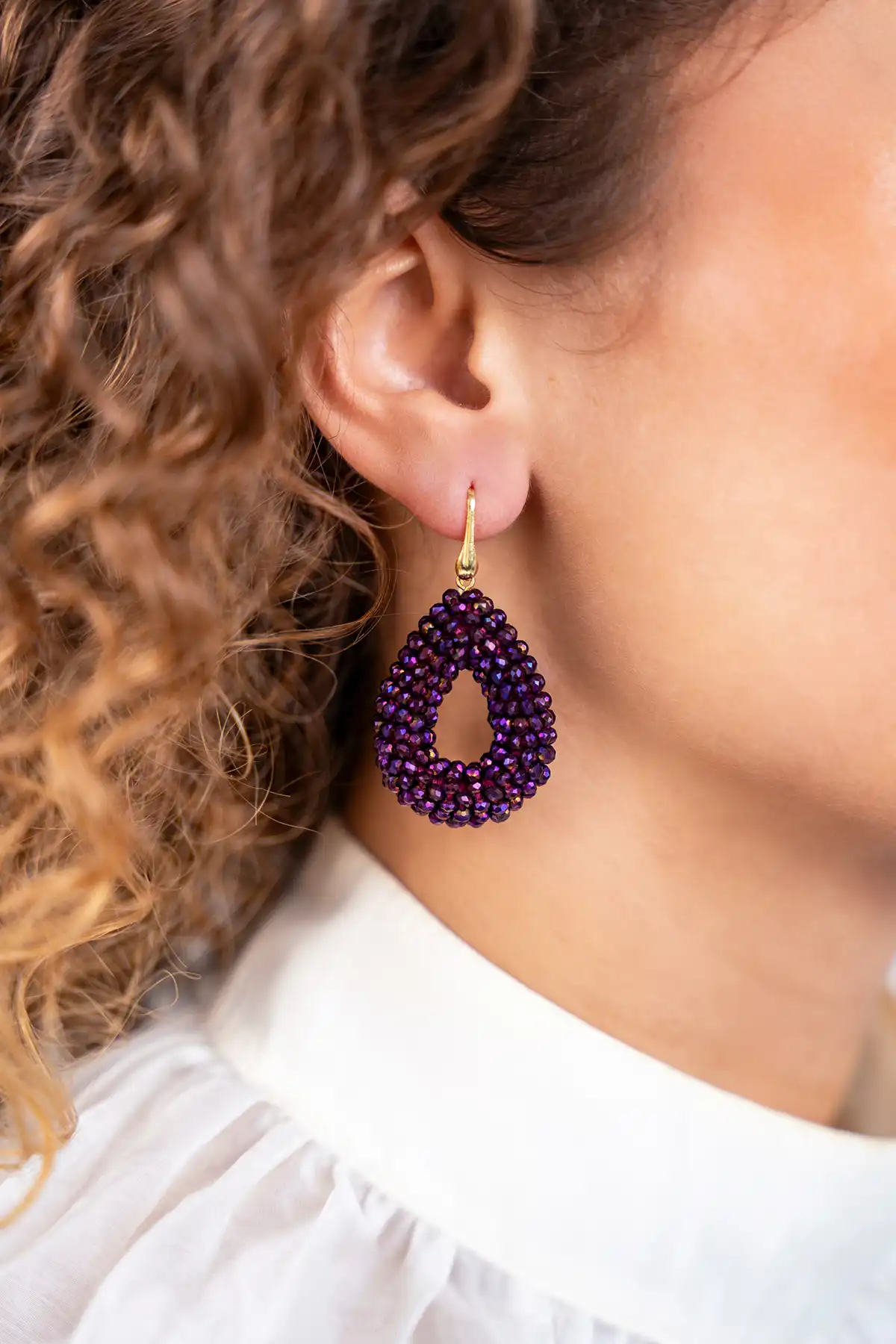 Lott. Gioielli Metallic Paarse Oorbellen Berry Drop S