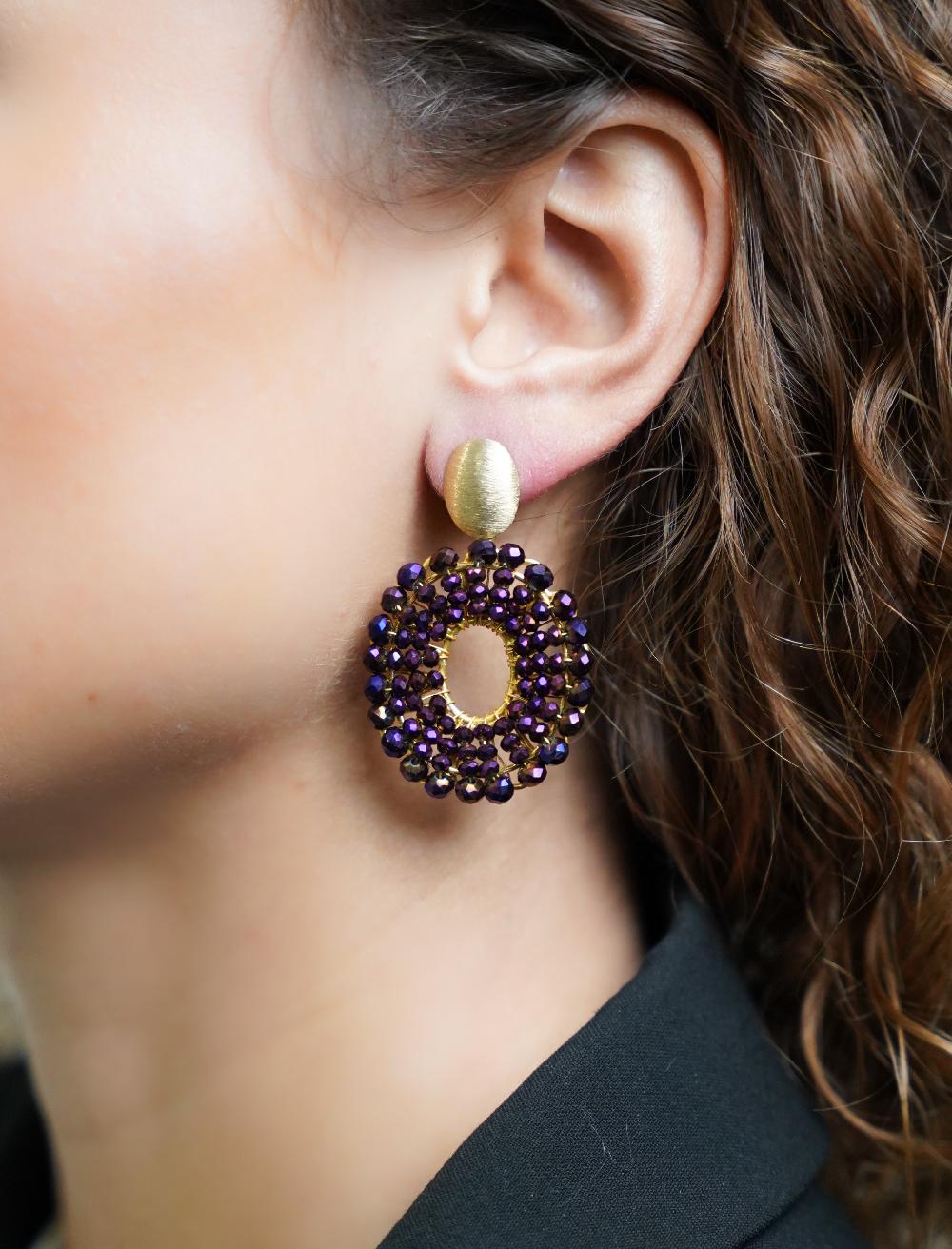 Lott. Gioielli Metallic Paarse Oorbellen Mia Ovaal S