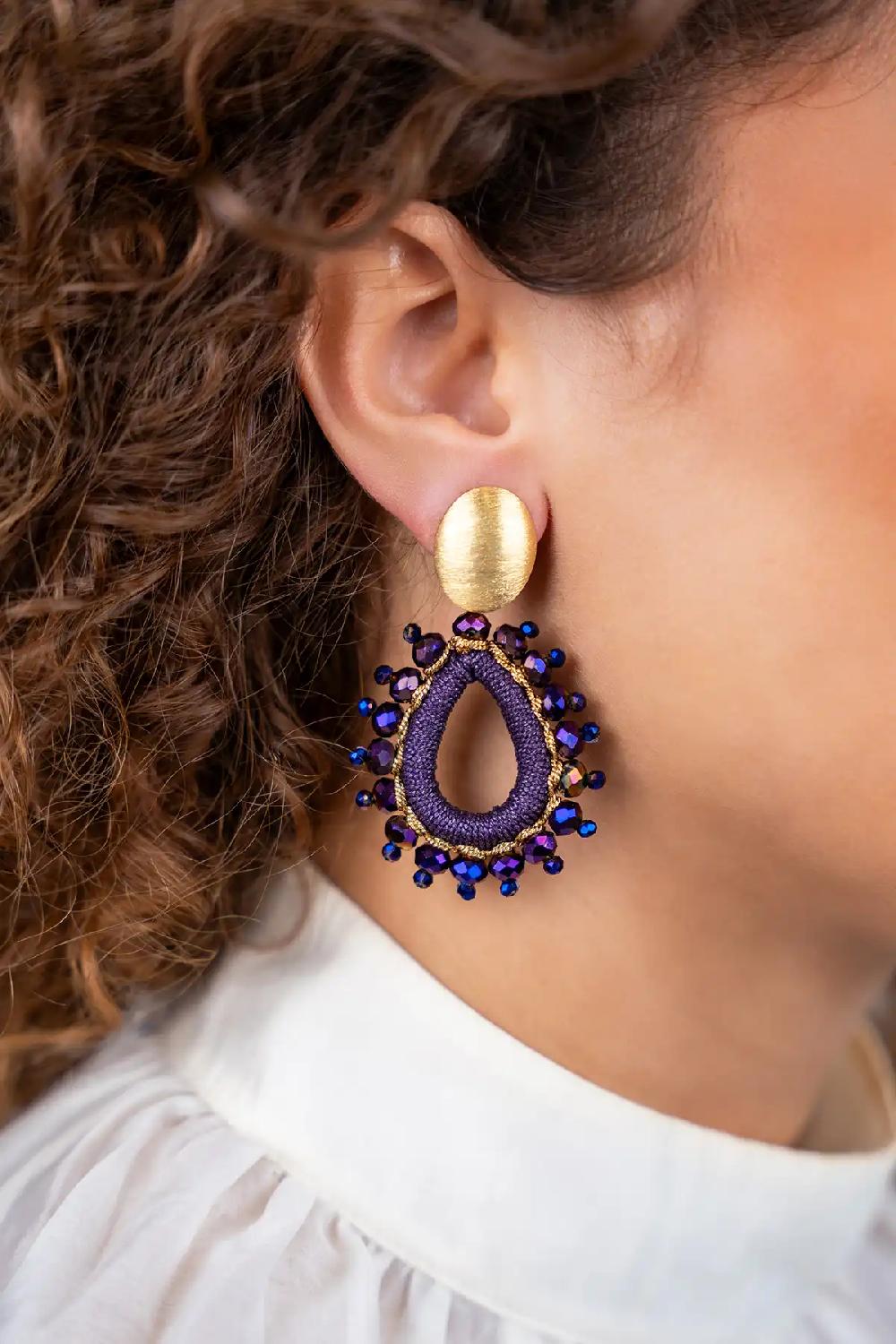 Lott. Gioielli Metallic Purple Oorbellen Flo Urchin Drop M