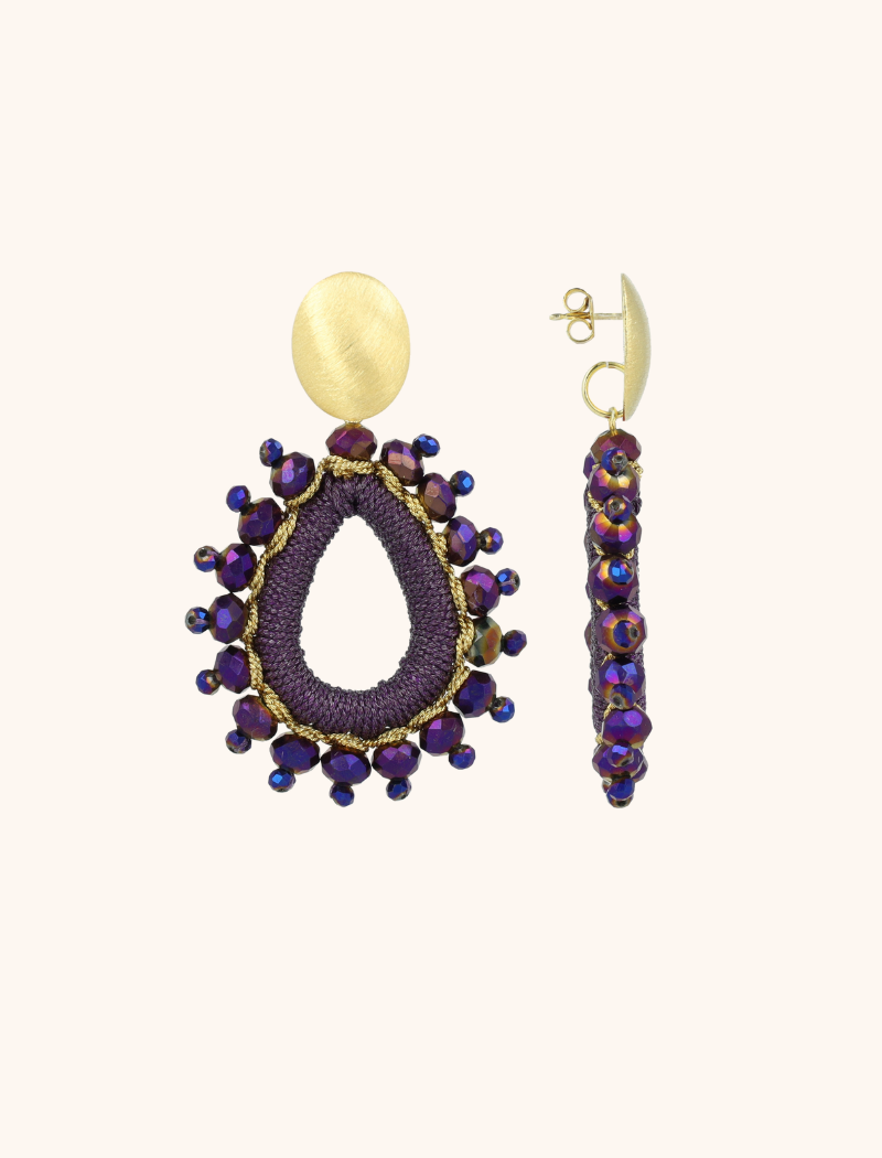 lott. gioielli Metallic Purple Oorbellen Flo Urchin Drop M