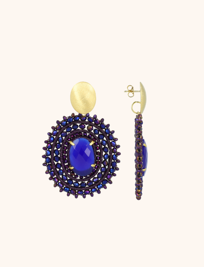 Lott. Gioielli Metallic Purple Oorbellen Jamie Ovaal L Clip